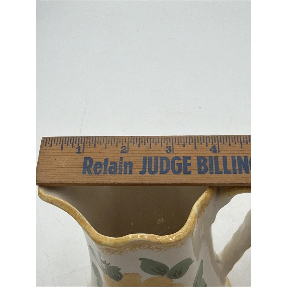 Creamer or Small Pitcher Yellow Flowers Cash Family Pottery Hand Painted Vintage
